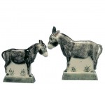 Rye Pottery - Animals Collection - Beach Donkey and Little Donkey ht 18cm 7.125in & 15cm 5.875in, designer Tony Bennett