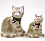 Rye Pottery - Animals Collection - London Grey cats sold in pairs or singly, ht 20cm 8 in & 14cm 5.75in, other colourways available