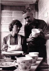 Wally Cole and June Wooley c1960 working on Rye Pottery's Multi Floral design