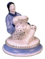 Rye Pottery - Boy Low Candlestick ht 14cm 6.5 in also available in pink & green