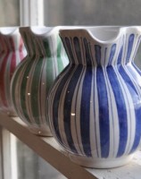 Rye Pottery - Striped Jugs - Blue & White Ceramics