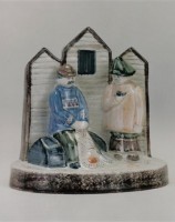 Rye Pottery - Pastoral Collection - The Net Menders ht 17cm 6.75in designer Chris O Donoghue