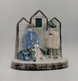 Rye Pottery - Pastoral Collection - The Net Menders ht 17cm 6.75in designer Chris O Donoghue
