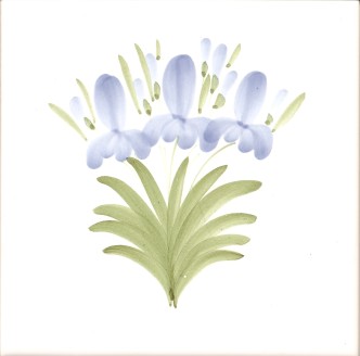 Hand painted flower tiles - Rye Pottery Iris