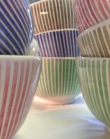 mous Hand-painted Stripes - Bowls - Candy in Pink, Green and Cobalt BlueFB 6
