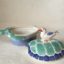 Rye Pottery Hand made and painted Ceramic Animal Figures The Turtle Dish with seagull perched on the back. A dish