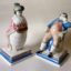 Rye Pottery Hand made and painted Prince George and Miss Fitzherbert Rowlinson Cartoons Brighton Pavilion ceramic