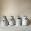 Rye Pottery Hand made and decorated Little Vases in Red Clay Sgraffito decoration and hand banded