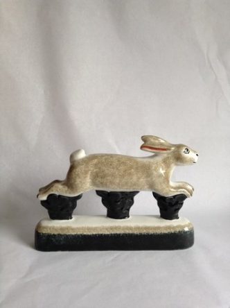Rabbit Hare Gift Hunting Farming Rye Pottery Hand made and painted Running Hare