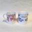 Rye Pottery Hand made and hand decorated little named mugs coffee and childs mug Hop in Pink and Blue