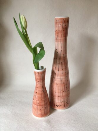 Rye Pottery Mid-Century Modern Vase in Warm Coral Bud Vase
