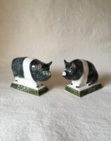 Rye Pottery English Delft Farmyard Animals Pigs piglets Saddleback Ceramic in Black and white Easter SPring Gift Boar Sow Countryside handmade hand painted2
