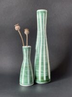 Rye PotteryMid Century Modern Bud Vases Hand made and hand painted in Denmark Green