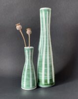 Rye PotteryMid Century Modern Bud Vases Hand made and hand painted in Denmark Green