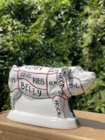 Rye Pottery hand-made & hand painted Bull Figure showing English Butchers Cuts