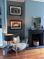 Rye Pottery hand-made and hand painted mid century modern table lamps