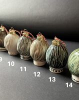 Rye Pottery hand-made painted Unique quirky Christmas Bauble heads Mid Century Modern Ceramic Emojis Front faces