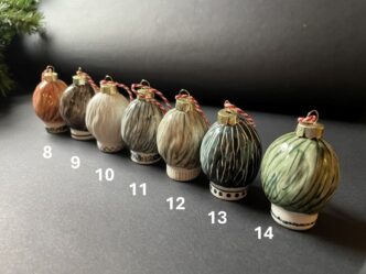 Rye Pottery hand-made painted Unique quirky Christmas Bauble heads Mid Century Modern Ceramic Emojis Front faces