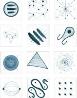 Rye Pottery hand glazed and hand painted Graphic Mid Century Modern Kitchen and bathroom Tiles Atomic Collection in soft Blue Green 26