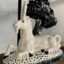 Rye Pottery hand made and painted Striking Dramatic Unicorn figure black and white ornament scultpure figurine art 1