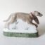 hand made ceramic hounds figurine sculpture showing two dogs