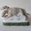 hand made ceramic hounds figurine sculpture showing two dogs