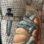 Saxon Shield Wall close up of hand-painted Dagger on reverse of ceramic figure